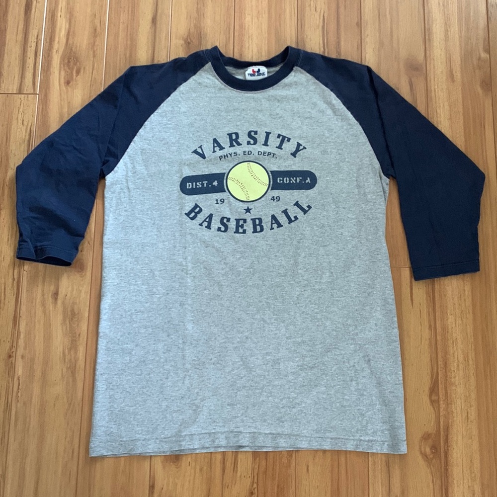 Vintage Tee Jays Varsity Phys Ed Dept Baseball Raglan 3/4 sleeve T Shirt Medium